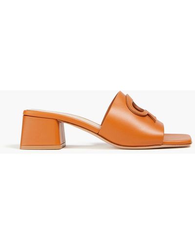 Gianvito Rossi Ribbon Slide Leather Mules - Orange