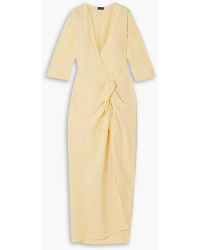Haight Convertible Knotted Crepe Midi Wrap Dress - Natural