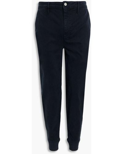FRAME Tapered Lyocell-blend Twill Trousers - Blue