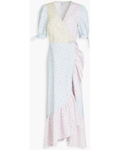 Olivia Rubin Asta Color-block Printed Twill Midi Wrap Dress - Pink