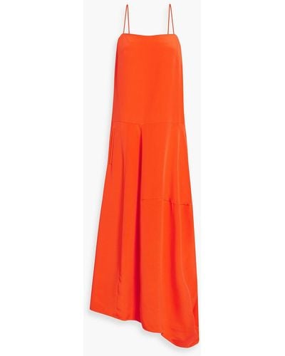 Tibi Asymmetric Silk Crepe De Chine Maxi Dress - Red