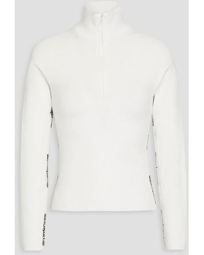 T By Alexander Wang Stretch-knit Half-zip Sweater - White