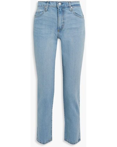 Nobody Denim Kennedy Cropped Embroidered High-rise Straight-leg Jeans - Blue