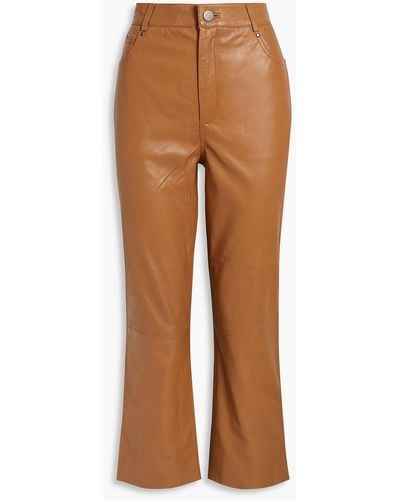 Walter Baker Selma Cropped Leather Bootcut Trousers - Brown