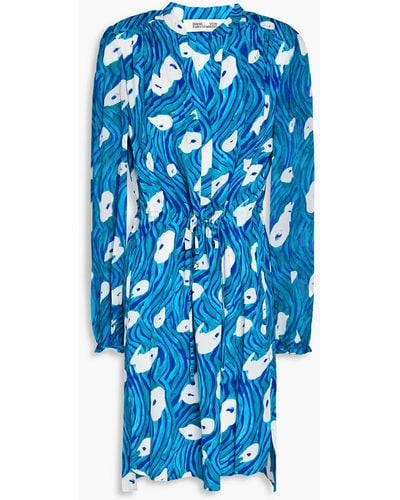 Diane von Furstenberg Sonoya Printed Crepe De Chine Dress - Blue