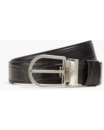 Montblanc Croc-effect Leather Belt - Black