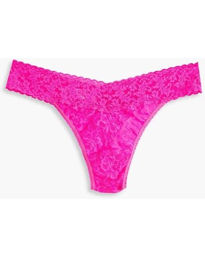 Hanky Panky Stretch-lace Mid-rise Thong - Pink