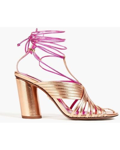 Zimmermann Lace-up Leather Sandals - Metallic