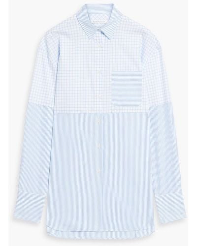 Another Tomorrow Checked Striped Cotton-poplin Shirt - White