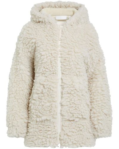 Helmut Lang Faux Shearling Hooded Coat - White