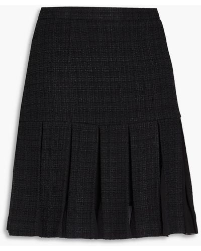 Sandro Firenze Pleated Tweed Mini Skirt - Black