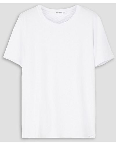 Koral Arabela Brisa Mesh-paneled Stretch-jersey T-shirt - White