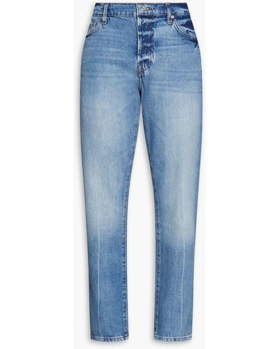 FRAME Faded High-rise Straight-leg Jeans - Blue