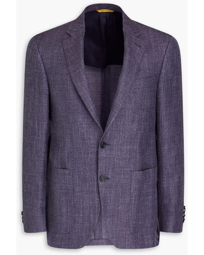 Canali Mélange Wool-blend Blazer - Purple
