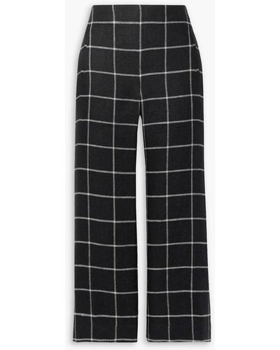 Lisa Marie Fernandez Cropped Checked Linen Wide-leg Trousers - Black