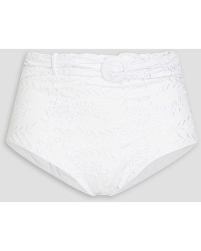 Seafolly Costa Bella Belted Broderie Anglaise High-rise Bikini Briefs - White