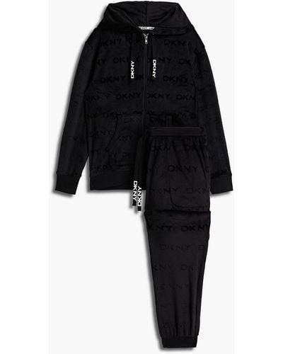 DKNY Jacquard-trimmed Chenille Pyjama Set - Black