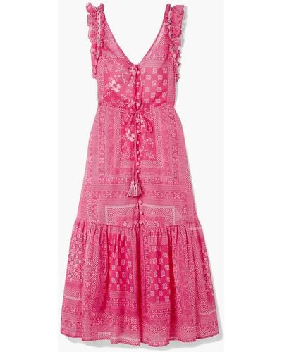 Anjuna Aperto Open-back Embellished Printed Cotton-voile Midi Dress - Pink