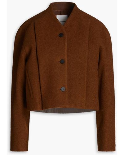 LE17SEPTEMBRE Oversized Pleated Wool-blend Felt Jacket - Brown