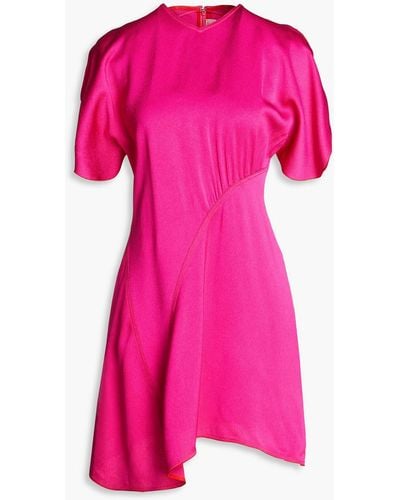 Victoria Beckham Asymmetric Satin-crepe Mini Dress - Pink
