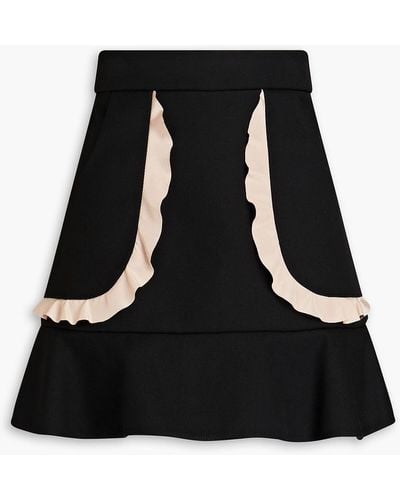 RED Valentino Ruffled Twill Mini Skirt - Black
