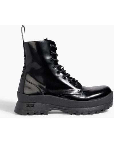 Stella McCartney Trace Faux Glossed-leather Combat Boots - Black
