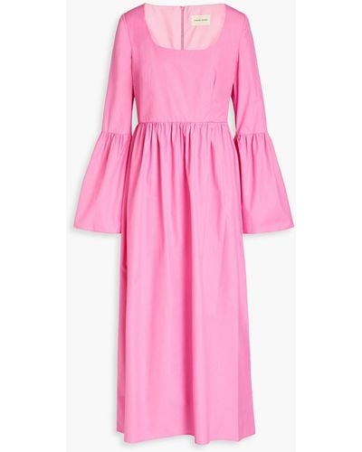 Loulou Studio Keppel Gathered Cotton-poplin Maxi Dress - Pink