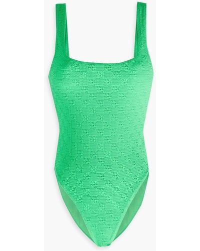 T By Alexander Wang Stretch-jacquard Swimsuit - Green