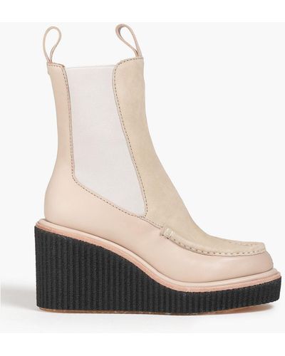 Rag & Bone Sloane Suede-paneled Leather Wedge Ankle Boots - White