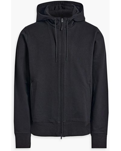 Y-3 Appliquéd French Cotton-terry Hooded Zip-up Sweatshirt - Black