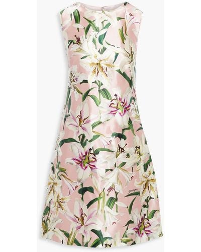 Dolce & Gabbana Floral-print Silk-shantung Dress - White