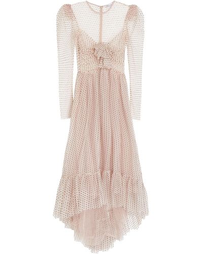 RED Valentino Bow-detailed Flocked Tulle Maxi Dress - Pink