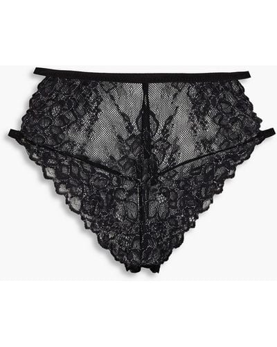 Stella McCartney Satin-trimmed Metallic Lace High-rise Briefs - Black