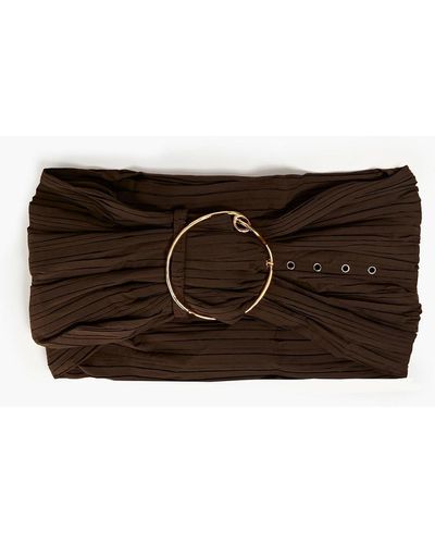 Nanushka Pleated Cotton-poplin Belt - Brown