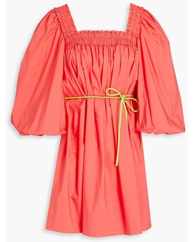 Zimmermann Belted Cotton-poplin Mini Dress - Red