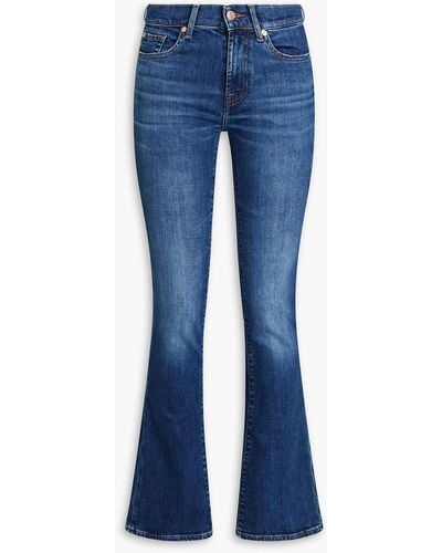 7 For All Mankind Faded Low-rise Bootcut Jeans - Blue