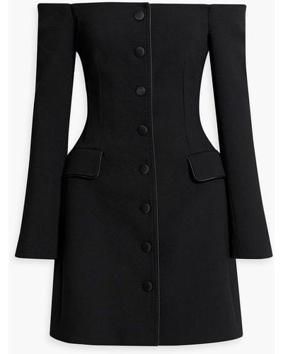 Dolce & Gabbana Off-the-shoulder Wool-blend Crepe Mini Dress - Black