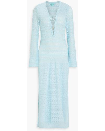 Melissa Odabash Maddison Lace-up Crochet Midi Dress - Blue