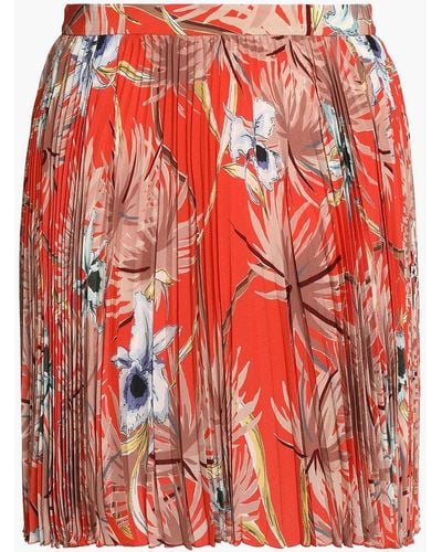 Valentino Garavani Pleated Floral-print Silk Crepe De Chine Mini Skirt - Red