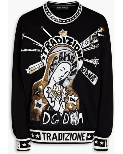 Dolce & Gabbana Appliquéd French Cotton-terry Sweatshirt - Black