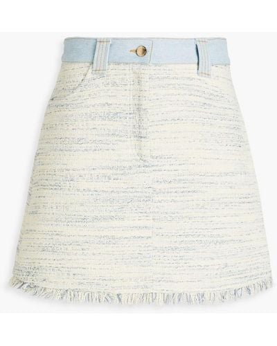 Sandro Bertille Cotton-blend Bouclé-tweed Mini Skirt - White