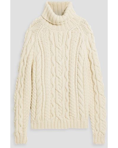 Dolce & Gabbana Oversized Cable-knit Wool And Alpaca-blend Turtleneck Sweater - Natural