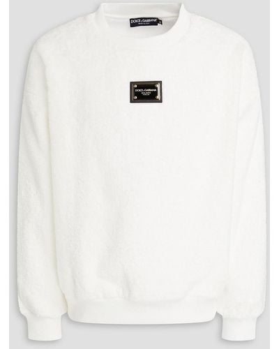 Dolce & Gabbana Sweatshirt aus baumwollfrottee mit applikationen - Weiß