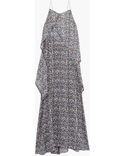 Victoria Beckham Slip dress in maxilänge aus metallic-chiffon mit floralem print und drapierung - Mehrfarbig
