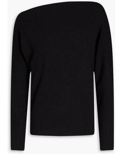 Enza Costa One-shoulder Ribbed-knit Top - Black