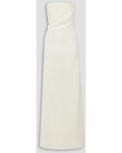Christopher Esber Strapless Gathered Silk Maxi Dress - White