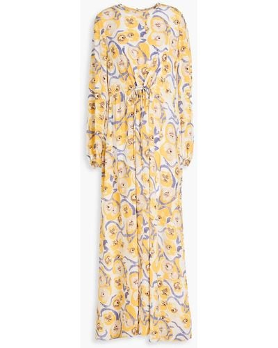 Diane von Furstenberg Sydney Floral-print Crepe De Chine Maxi Dress - Metallic