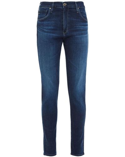 AG Jeans Cropped High-rise Skinny Jeans - Blue