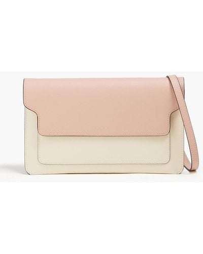 Marni Color-block Textured-leather Envelope Clutch - Natural