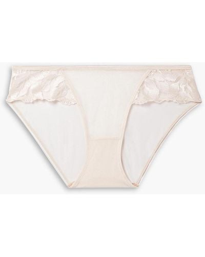 Maison Lejaby Sin Embroidered Stretch-tulle Briefs - White